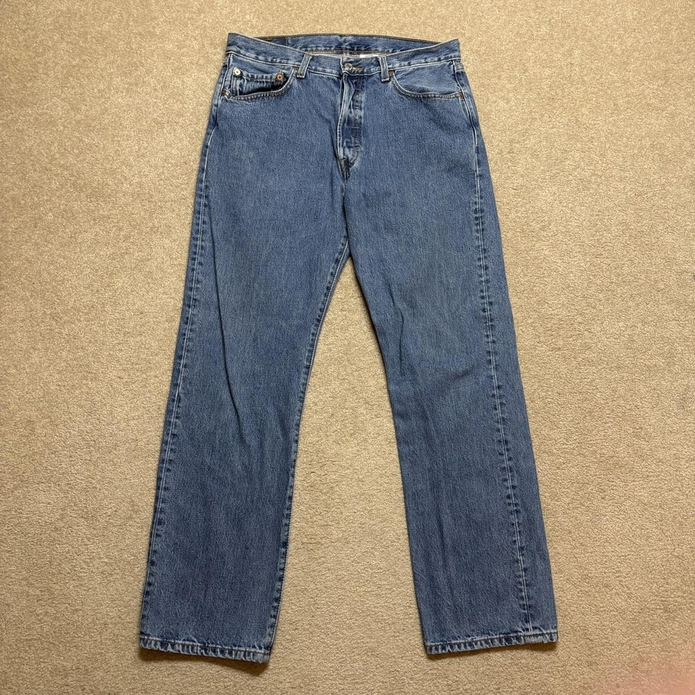 Vtg Levis 501 Jeans Mens 32x31 Blue Wash Button Fly Straight Leg Denim Pants Y2K